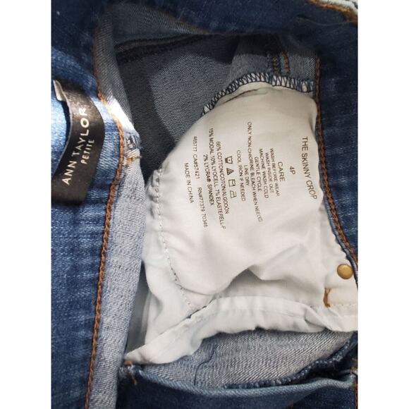 Ann Taylor Petite Jeans Womens 4P The Skinny Crop Mid Rise Skinny Leg Blue - Picture 6 of 6